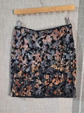 Dynamite Black Multi-Sequin Mini Skirt